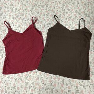 Set of 2 Shelf Bra Tank Tops - Brown Old Navy (M) &  Maroon (S)